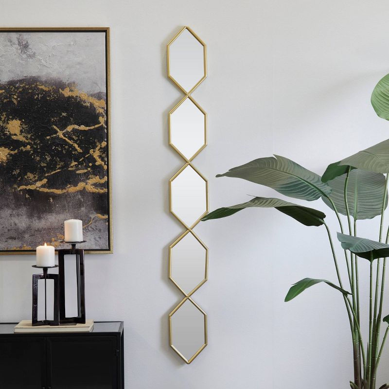 59"x7" Metal Slim Stacked Chain 5 Layer Wall Mirror with Trellis Pattern - Olivia & May, 2 of 6