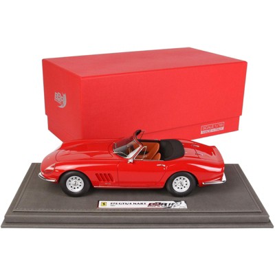 1967 Ferrari 275 GTS/4 NART Convertible Red w/Brown Interior & DISPLAY CASE Limited Edition to 162 pcs 1/18 Model Car by BBR