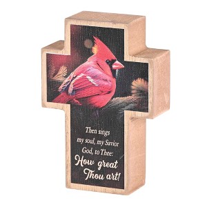 Dicksons Then Sings My Soul, How Great Thou Art, Red/Black 3.88 x 2.75 Inch MDF Wood Tabletop Block Cross Sign Plaque - 1 of 1