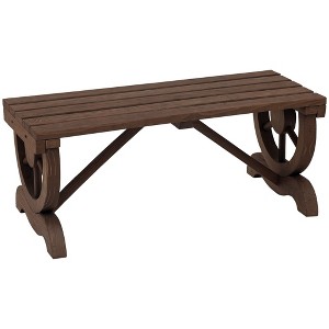 Aghana Digitals Rustic Country Fir Wood Garden Bench with Wagon Wheel Legs, 550 LBS Capacity, White - 1 of 4