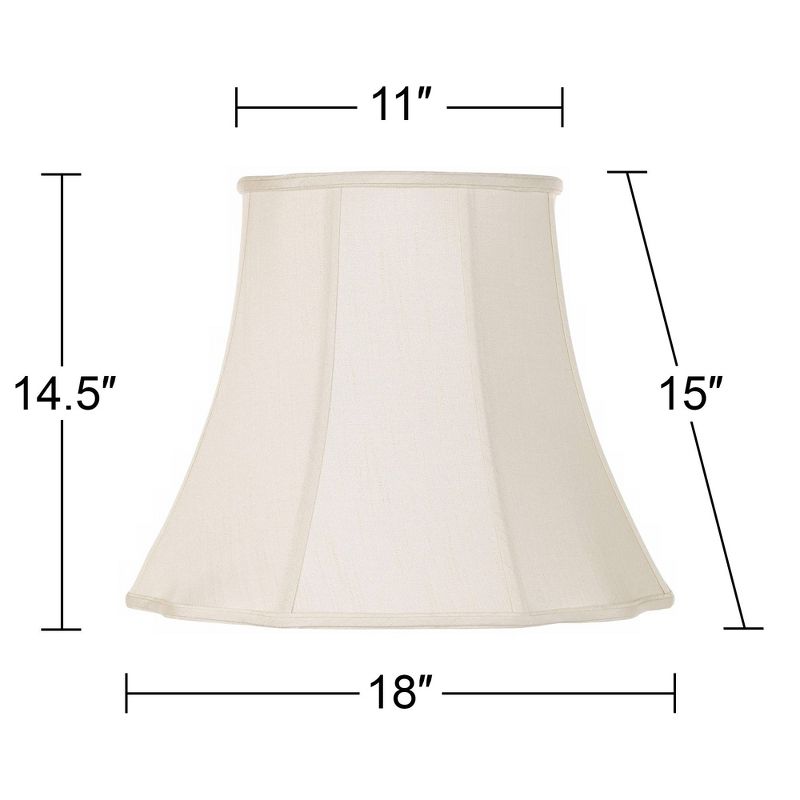 Imperial Shade Creme Bell Large Curve Cut Corner Lamp Shade 11" Top x 18" Bottom x 15" Slant x 14.5" High (Spider) Replacement with Harp and Finial, 5 of 9