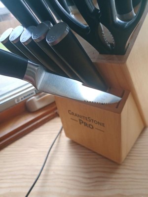 Granitestone Pro Nutriblade 14 Piece Stainless Steel Black Knife Set With  Wooden Block : Target