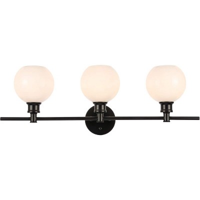 Elegant Lighting Collier 3 light Black and Frosted white glass Wall sconce