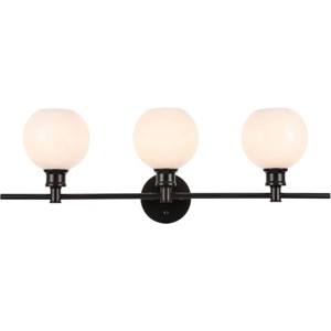 Elegant Lighting Collier 3 light Black and Frosted white glass Wall sconce - 1 of 4