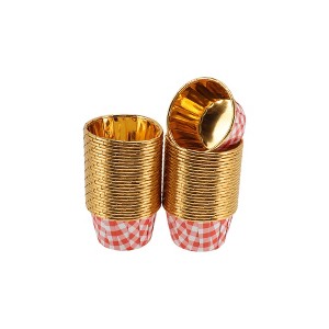 Unique Bargains Checkered Print Disposable Baking Cups Aluminum Foil 2.68"x1.57" 50 Pcs - 1 of 4