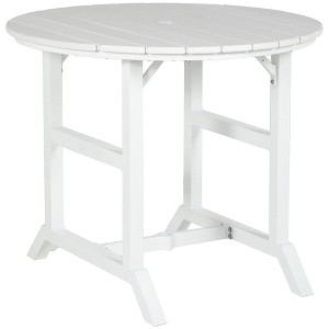 Resenkos Patio Dining Tables,Patio Tables,Round Patio Table with Umbrella Hole, Outdoor Dining Table for 4 People, White - 1 of 4