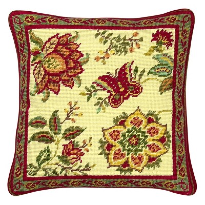 C&F Home Colonial Williamsburg 14" x 14" Tracery Floral #1 Needlepoint Pillow