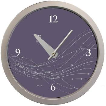 14.5" Vines and Dots Shadow Contemporary Body Quartz Movement Decorative Wall Clock Silver/Purple - The Chicago Lighthouse