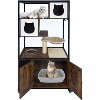 Litter Box Enclosure, Wooden Metal Frame Hidden Cat Washroom On Wheels with Hammock, Cat Tree with Litter Box Furniture, Cabinet - 3 of 4