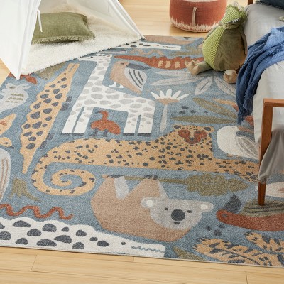 Astra Multicolor Safari Animals Kids Rug 7'10" x 10' Synthetic