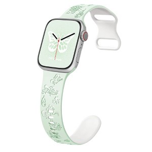 HTUTWOO Butterfly Engraved Apple Watch Band, Two-tone Silicone Strap 38/40/41/42/44/45/46/49mm for iWatch Series 11 10 9 8 7 6 5 4 3 2 1 SE Ultra - 1 of 4