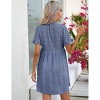 Womens Maternity Dress V Neck Lantern Sleeve Jacquard Dot Pocket Babydoll Baby Shower Dress - 4 of 4