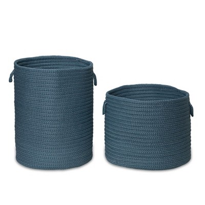 Colonial Mills Clean & Dirty Woven Hamper Set-2 - Blue 17"x17"x22" 19"x19"x15"
