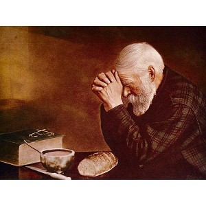 Dicksons Praying Wise Man with Bible Golden Hue 7 x 10 Wood Print Overlay Sign Plaque - 1 of 1
