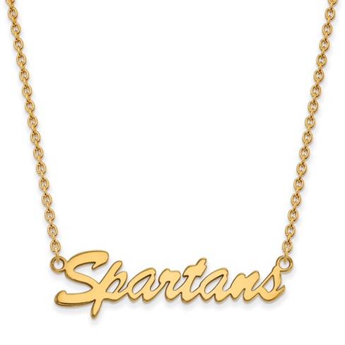 Black Bow Jewelry 14k Yellow Gold Plated Sterling Silver Michigan State Spartans NCAA Necklace 18 Inch - image 1 of 4