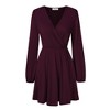 Clearlove Women's Deep V Neck Long Sleeve Dress Mini Dress High Waist Flowy Cocktail Wedding Guest Dress - 2 of 4