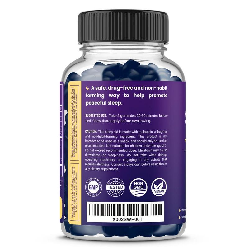NutraChamps Sleep Gummies with Melatonin & Soothing Herbs - Berry - 60 Vegan Chewables, 4 of 5