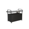 Anybear Patio Bar Table, Wicker Bar Cart with Cabinet, one ice bucket,Lockable Wheels, Side Basket for Garden, Poolside & Backyard, Black - 4 of 4