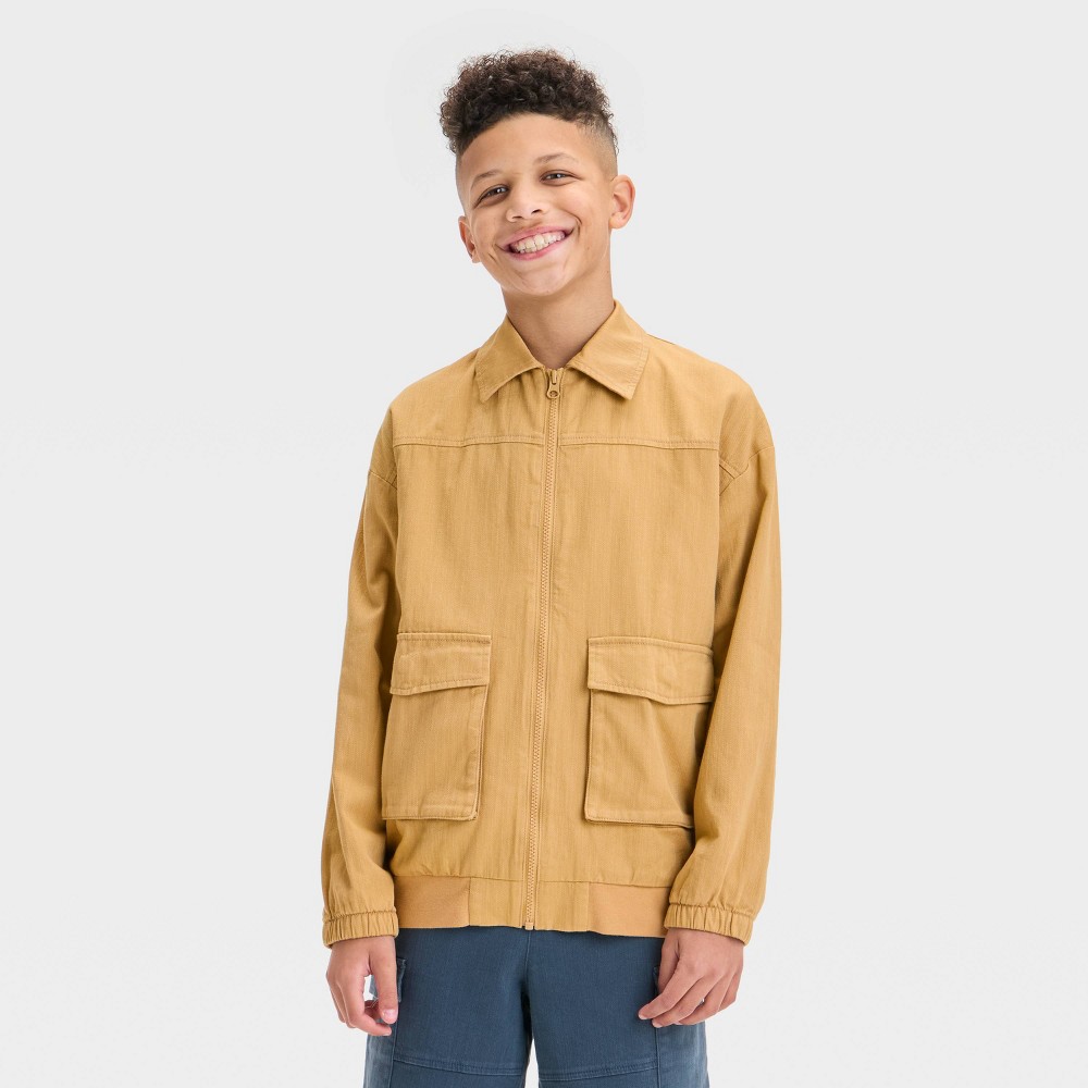 Boys' Utility Jacket - art class™ Tan XXL: Heavyweight Twill, Collared, Front & Side Pockets