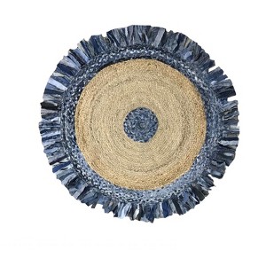 Denim Jute Braid Round shape Area Rug - Home Weavers - 1 of 2