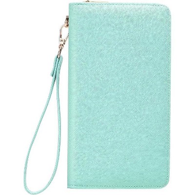 BEAFUP Women's Wallet,RFID Blocking Long Clutch Zip Around Travel Leather Purse Large Capacity Credit Card Holder With Grip Hand Strap