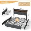 Zevemomo Full Bed Frame with 4 Storage Drawers, Full Size Upholstered Bed Frame with Headboard, LED,Sturdy Metal Slat Support, No Noise, Dark Gray - 4 of 4