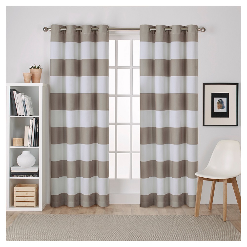 Photos - Curtains & Drapes Set of 2 84"x54" Surfside Cotton Cabana Stripe Light Filtering Window Curt