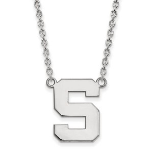 Black Bow Jewelry 10k White Gold Michigan State Spartans NCAA Necklace 18 Inch - 1 of 4