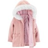 Carter's Little Girls' Pink Faux Wool Jacket W/Faux Fur Hood Trim, Pink, 3T - 2 of 3