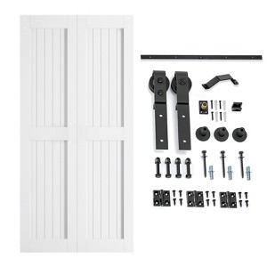 SMARTSTANDARD Bifold Barn Door 84 in. Height MDF White Bi-fold Sliding Closet Doors with Hardware Kit Included, Save Space, Water Proof, H-Shape - 1 of 1