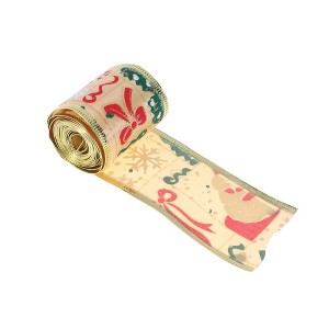 Unique Bargains Gift Wrap Ribbons Santa & Snowman Cloth 78.74"x1.97" 1 Pc - 1 of 4