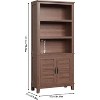 Nasitip 2PACK Farmhouse Bookcase w/Doors, 71''Vintage Bookshelf with Storage Cabinet & Adjustable Shelf, 5-Tier Retro Rustic Bookcase - 3 of 4