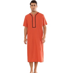 Lars Amadeus Men's Loose Fit Short Sleeves Solid Color Nightgown - 1 of 4
