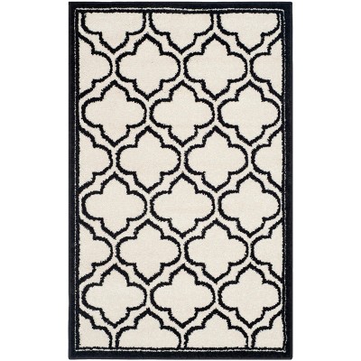 Anthracite Ivory Hand-Knotted 30" Rectangular Synthetic Area Rug