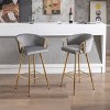 TiramisuBest Set of 2 28" Linen Woven Swivel Bar Stools, Upholstered Counter Chairs with Back, Armrest & Footrest, Black Legs (Grey) - 3 of 4
