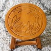 FONTOI Carved Wooden Step Stool with Floral Pattern, Ottoman Foot Stools for Living Room Bedroom, Brown, 11"*10"*11" - 4 of 4