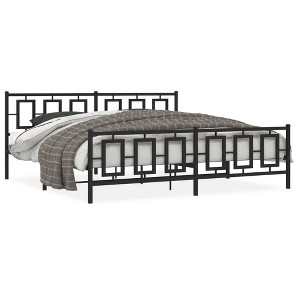 vidaXL Metal King Bed Frame - Black 76"x79.9" with Headboard & Footboard, Steel Construction, Underbed Storage Space, Bedroom Furniture - 1 of 4