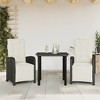 vidaXL 3 Piece Bistro Set-Black Poly Rattan-Reclining Chairs with Cushions-Tempered Glass Table-Adjustable Footrest-Weather-Resistant - 2 of 4