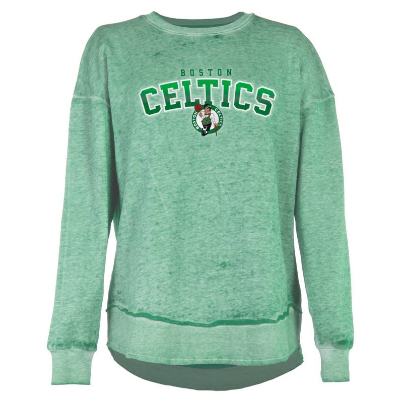 NBA Boston Celtics Women&#39;s Ombre Arch Print Burnout Crew Neck Fleece Sweatshirt, 1 of 5