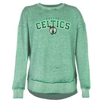 NBA Boston Celtics Women's Ombre Arch Print Burnout Crew Neck Fleece Sweatshirt