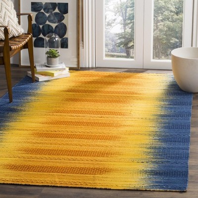 Kilim KLM821 Hand Woven Area Rug - Dark Blue/Yellow - 5'x8' - Safavieh.