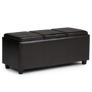 CAVINAS Faux Leather Storage Ottoman Bench,Upholstered Ottoman with 3 Flip Over Serving Trays for Living Room,Bedroom - 1 of 4