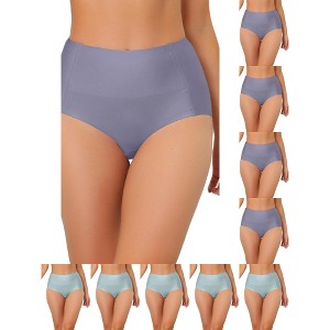 INSPIRE CHIC Women's Tummy Control Unlined High-Waisted Breathable Hipster Underwear 10 Packs - 1 of 4