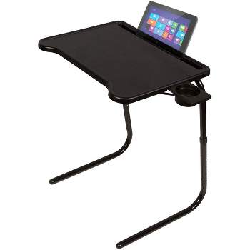 Table Mate Ultra Adjustable Folding Table/TV Tray with Device Holder, Black