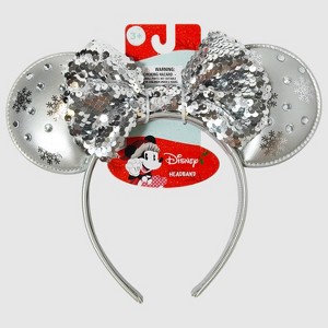 Girls' Snowflakes Holiday Minnie Mouse Ears Headband - Silver - 1 of 4