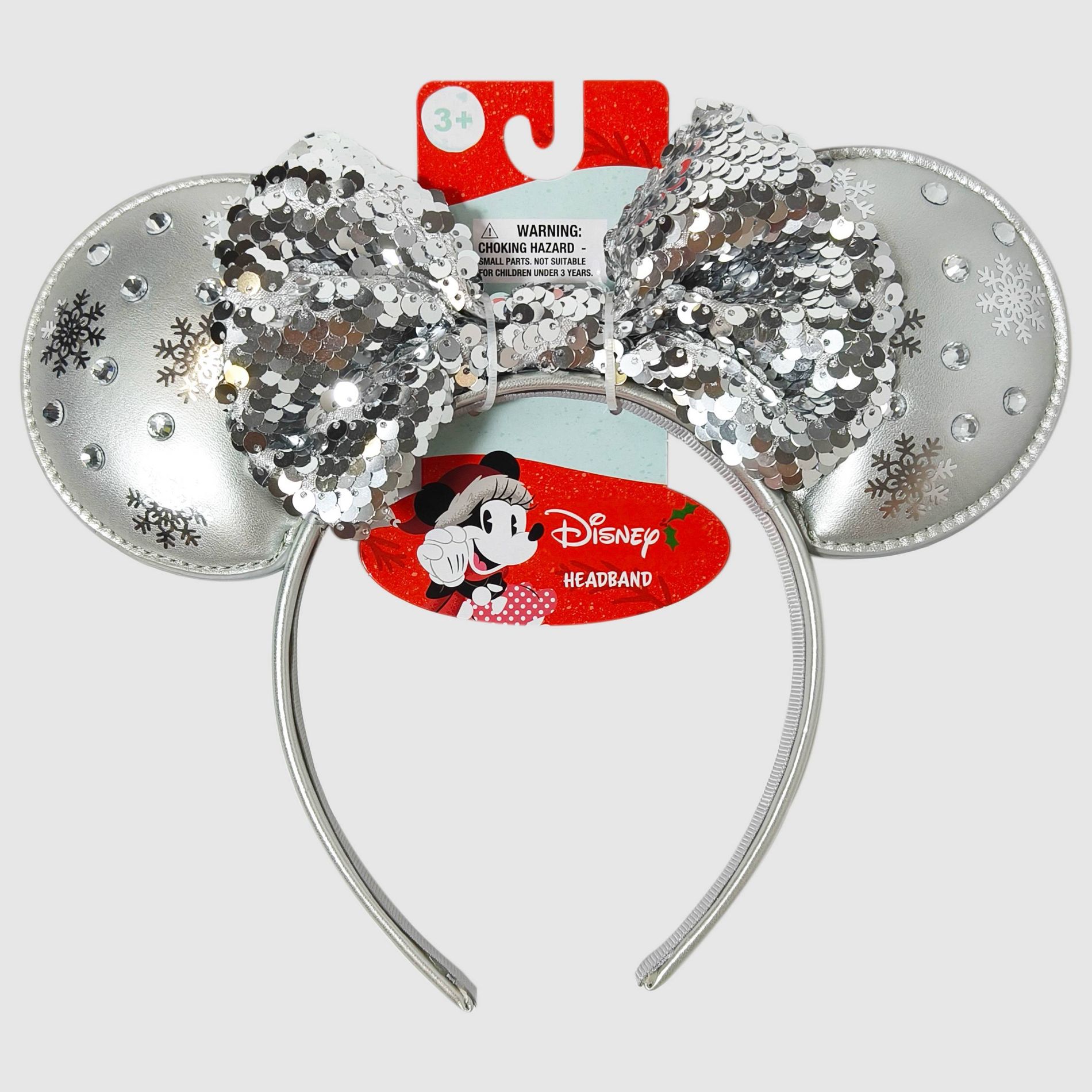 Girls' Snowflakes Holiday Minnie Mouse Ears Headband - Silver