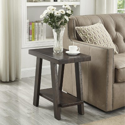 VYNXARIA Contemporary Wood Shelf Side Table in Weathered Espresso