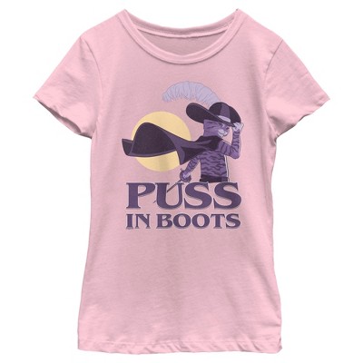 Girl's Puss In Boots: The Last Wish Distressed Purple Puss In Boots T ...