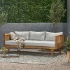 3 Seater Acacia Wood Outdoor Daybed and Coffee Table Set,2 Piece Wood Garden Furniture Sofa Set,Patio Lounge Set with Cushions-Coolbibila - 3 of 4