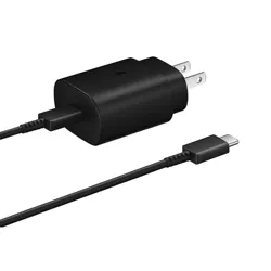 Samsung 25W USB-C Super Fast Charging Wall Charger with USB C to C Cable - Bulk Packing - Black